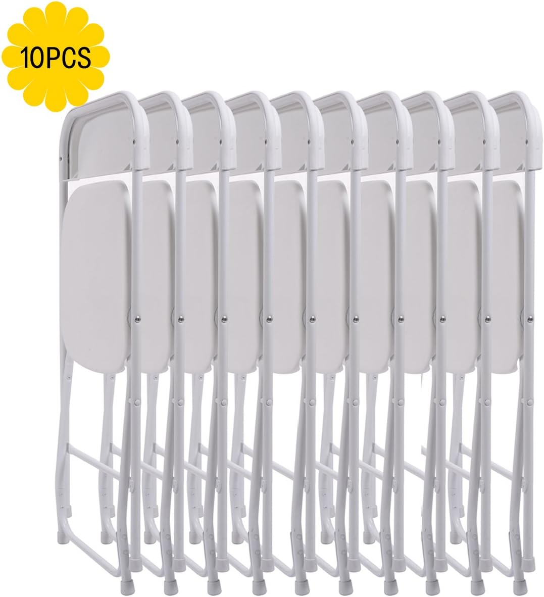 10-Pack Plastic Folding Chair Stackable White for Indoor & Outdoor X39648