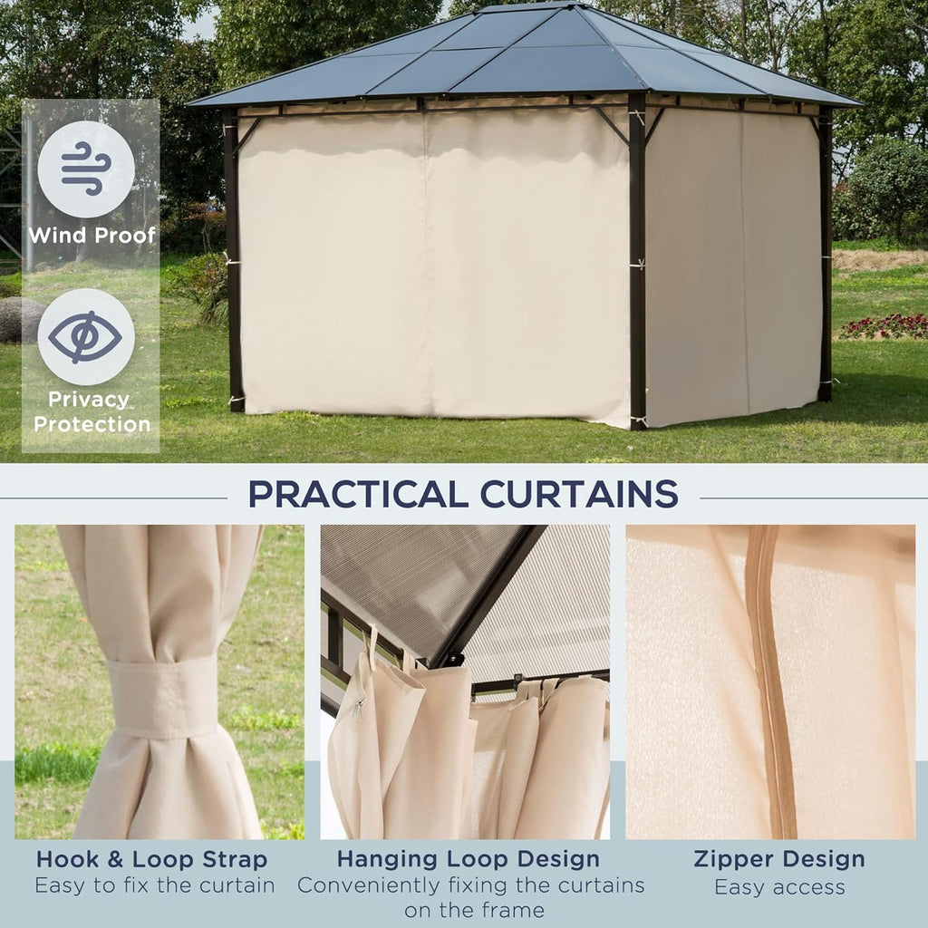 Outsunny 10' x 12' Hardtop Gazebo with Polycarbonate Roof and Aluminum Frame Q292