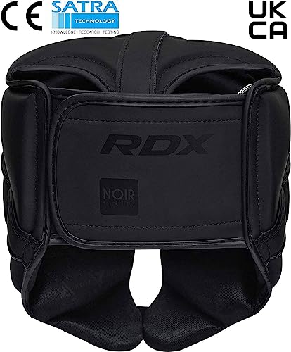 RDX Boxing Headgear Sparring Grappling Maya Hide Leather Black T6949