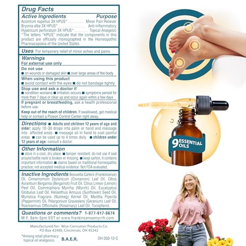 Frankincense & Myrrh Foot Pain Relief Rubbing Oil with Essential Oils, 2 Pack T260781