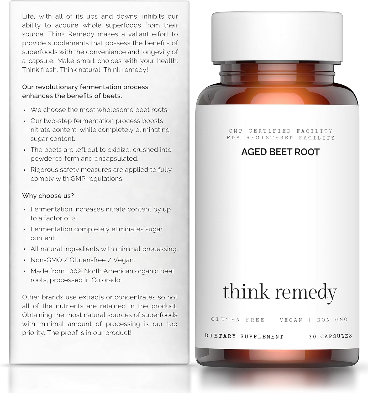 Aged Beet Root Capsules - Organic Nitric Oxide Supplement - 30 Count P898