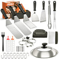 Blackstone Griddle Accessories Kit,14pcs Flat Top Grill Accessories Set for Blackstone and Camp Chef, Enlarged Spatulas, Basting Cover, Scraper, Tongs, Grill Spatula Kit for Outdoor BBQ