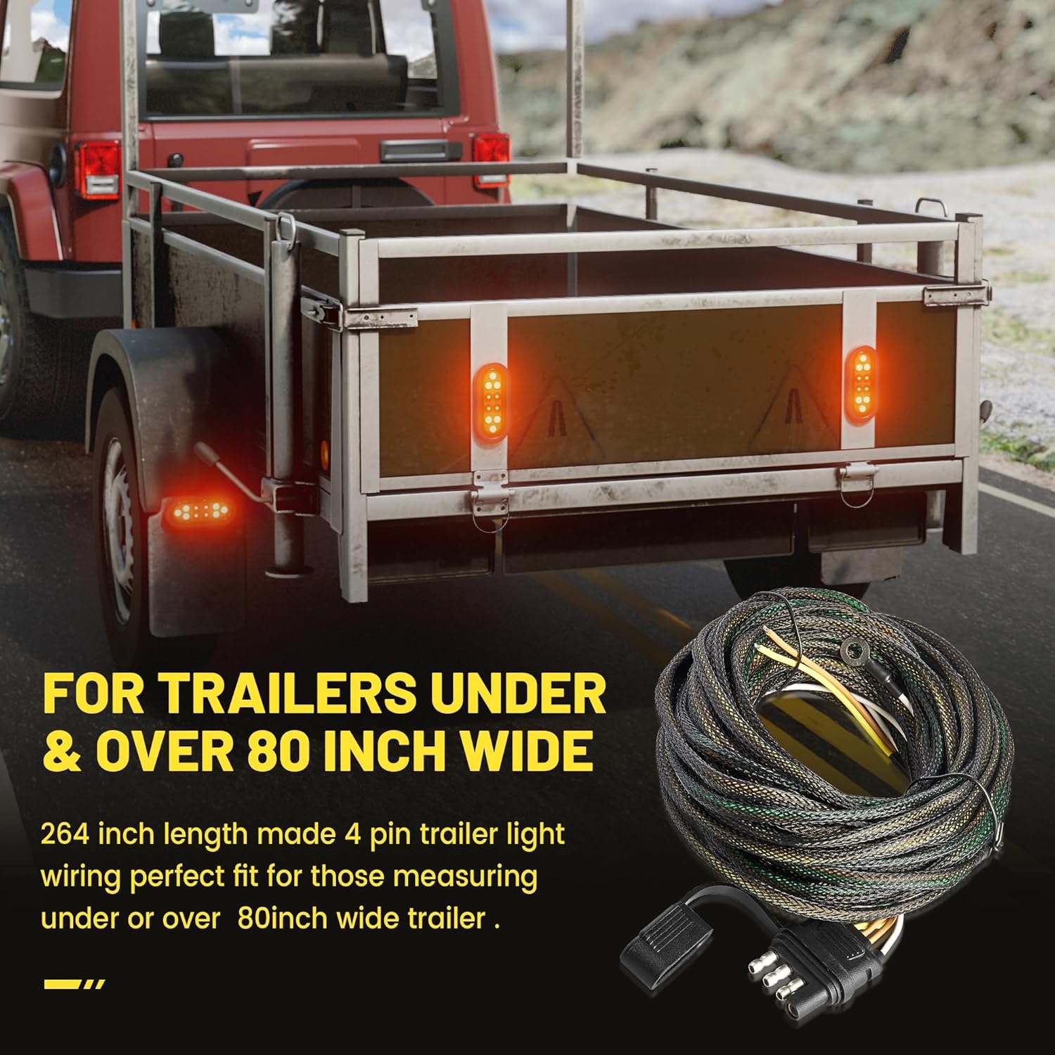 Oyviny 4 Pin 5 Wire Trailer Wiring Harness 22FT for Taillights S29494