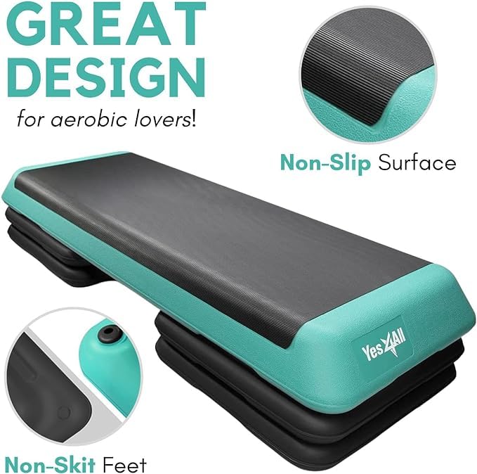 Yes4All Adjustable Aerobic Step Platform with 4 Risers Z14127