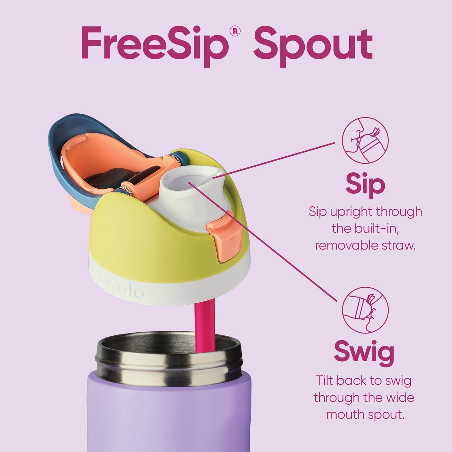 Owala FreeSip Insulated Stainless Steel Water Bottle with Straw, 24 oz, BPA-Free G194378