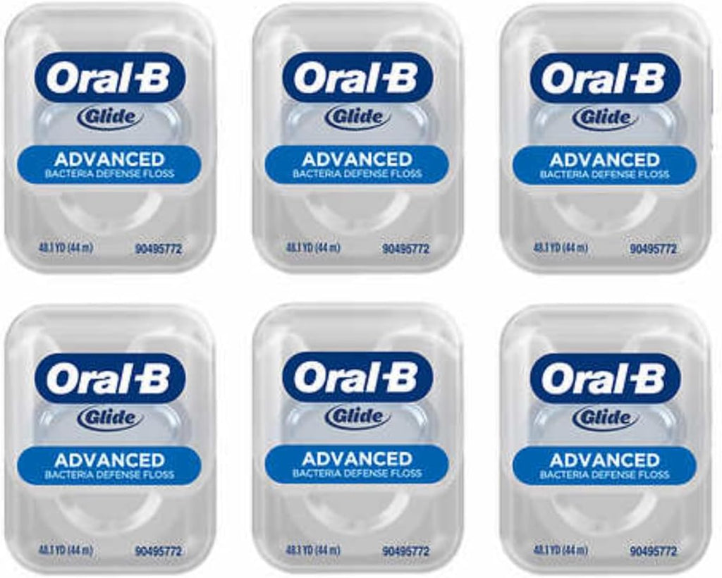 'Oral-B' Glide Advanced Bacteria Defense Floss 44m Each (6 Pack), White