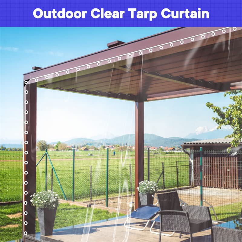 Outdoor Clear Vinyl Tarp 20 Mil 8x8 FT Waterproof with Metal Grommets P342