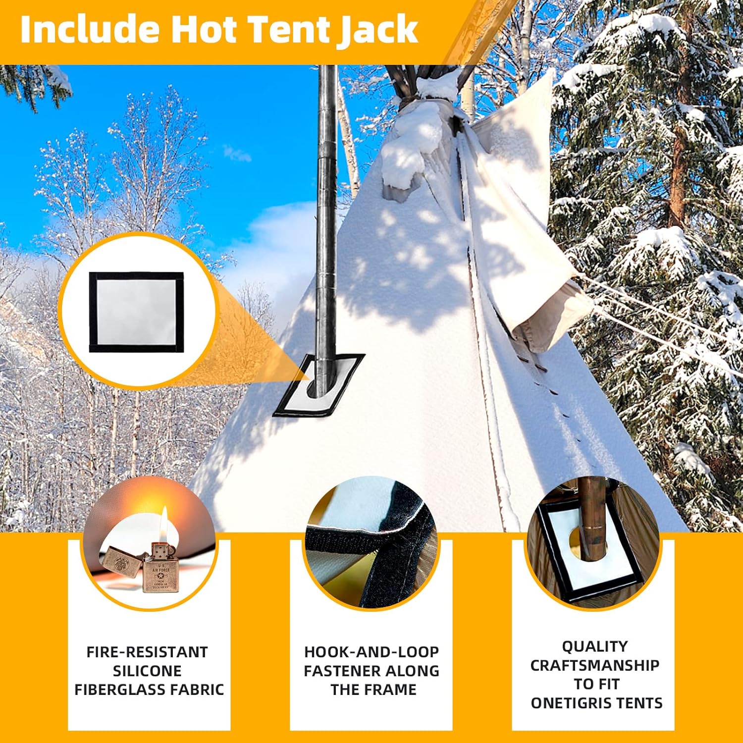 GRAVFORCE Camping Stove, Portable Wood Burning Tent Heater with Chimney Pipes M994