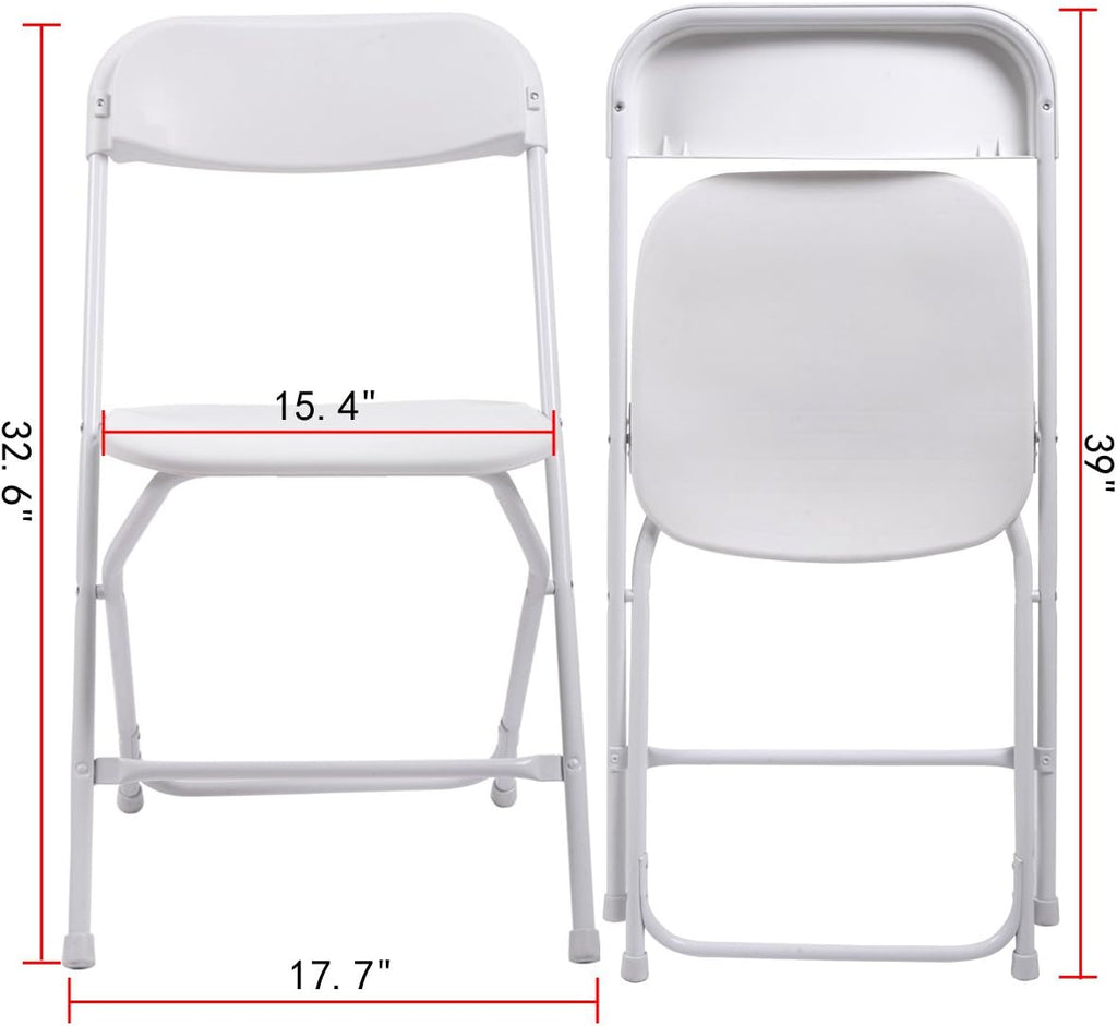 10-Pack Plastic Folding Chair Stackable White for Indoor & Outdoor X39648