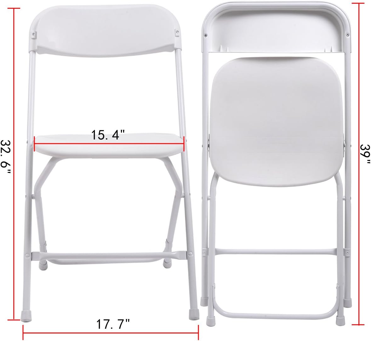 10-Pack Plastic Folding Chair Stackable White for Indoor & Outdoor X39648