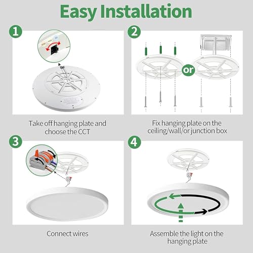 4PK 15.8 Inch LED Flush Mount Ceiling Light, 32W, CCT Selectable L9727