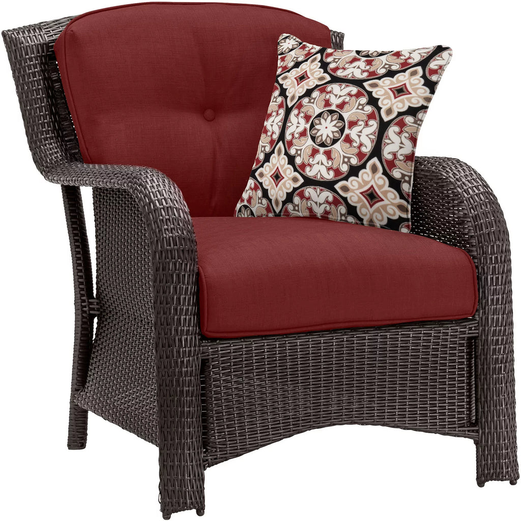 Hanover Strathmere 6-Piece Wicker Outdoor Conversation Set, Crimson Red P6254