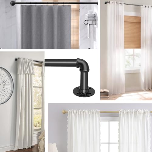 1 Inch Industrial Black Curtain Rod for Windows 72-144" Adjustable T134179
