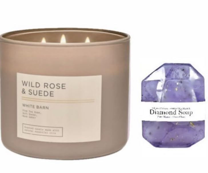White Barn - Bath & Body Works- 3-Wick Scented Candle 14.5 OZ Burns 25-45 Hours with Diamond Soap Natural (Crunchy English Toffee)