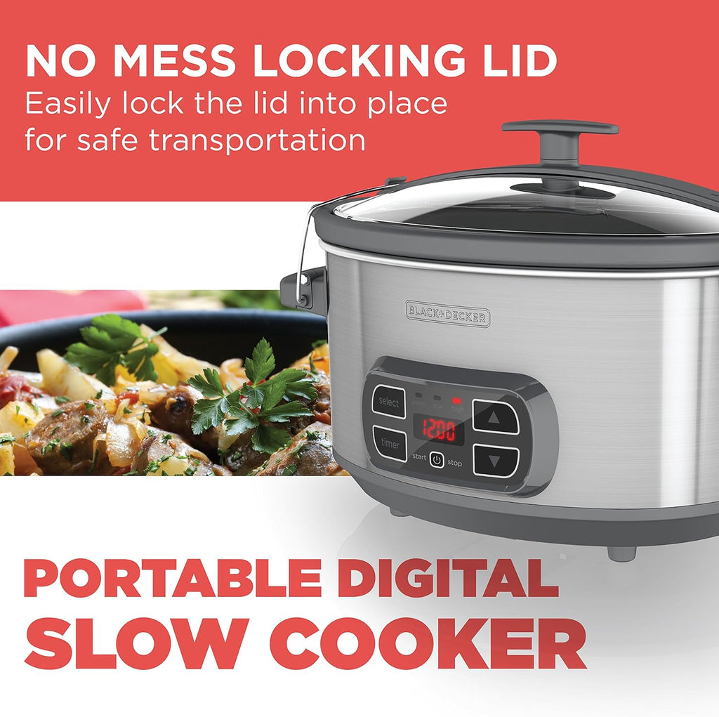 BLACK+DECKER SCD1007 7-Qt Locking Lid Digital Slow Cooker P298635