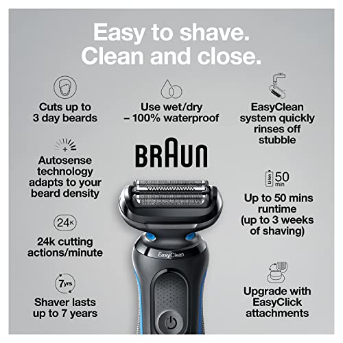 Braun Series 5 5049cs Electric Shaver with Charging Stand, Blue W73721