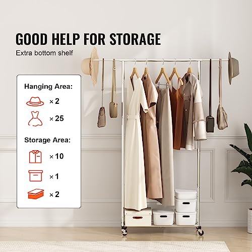 VEVOR Heavy Duty Clothes Rack, Double Hanging Rod, Adjustable Height, 600 lbs Capacity P7800