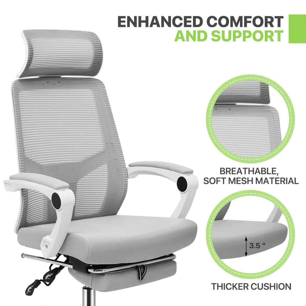 Magshion Ergonomic Office Executive Chair, Adjustable High Back, Grey U433167