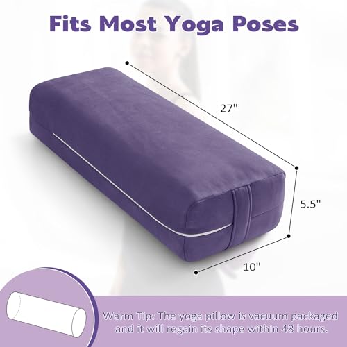 Yoga Bolster Pillow with Washable Suede Cover, 27"x10"x5.5" W275714