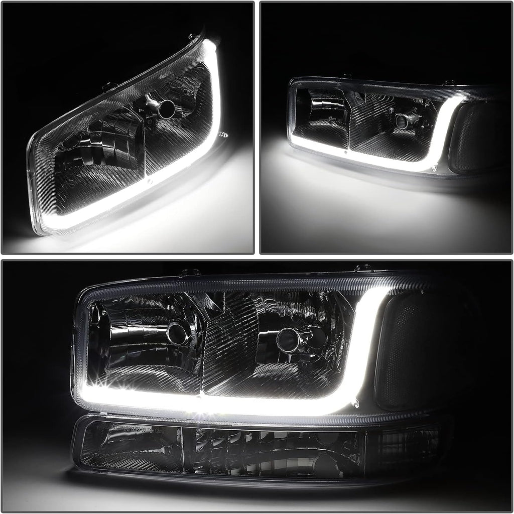 DNA Motoring HL-LB-SIERRA99-CH-CL1 LED DRL Headlight & Bumper Lamp for GMC Sierra/Yukon P14165