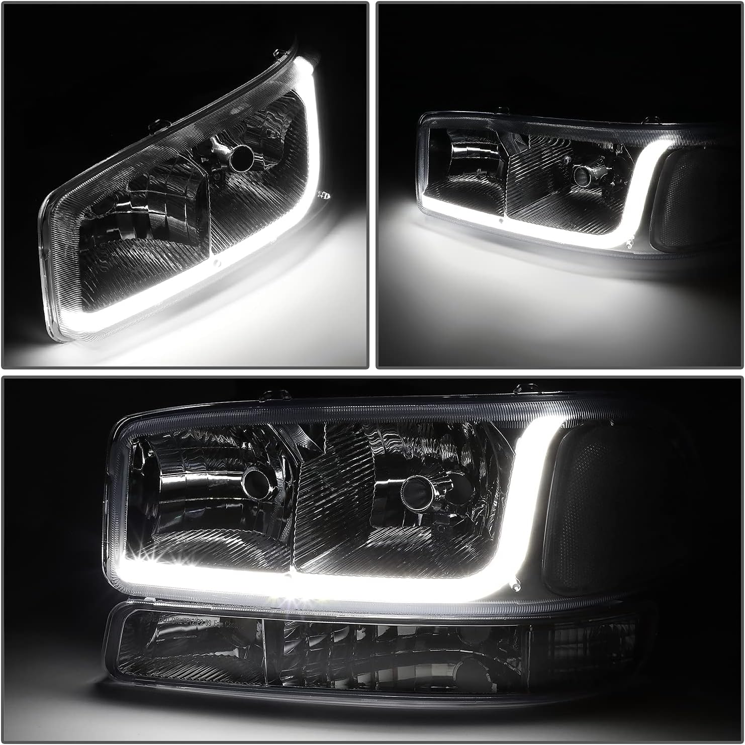 DNA Motoring HL-LB-SIERRA99-CH-CL1 LED DRL Headlight & Bumper Lamp for GMC Sierra/Yukon P14165