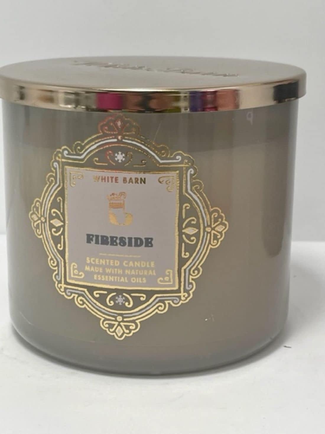 Bath & Body Works, White Barn 3-Wick Candle w/Essential Oils - 14.5 oz - 2021 Christmas & Winter Scents! (Fireside)