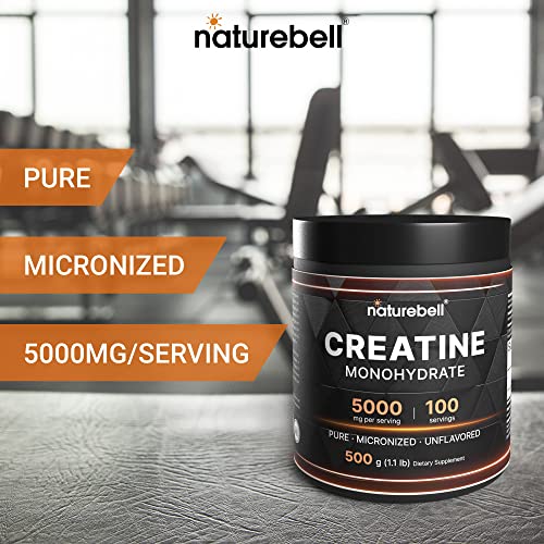 NatureBell 2 Pack Creatine Monohydrate Powder 500g, Unflavored, Micronized V47371