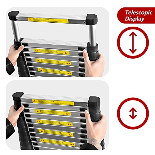 12.5 FT Telescoping Aluminum Ladder, 330 LBS Capacity Q19142