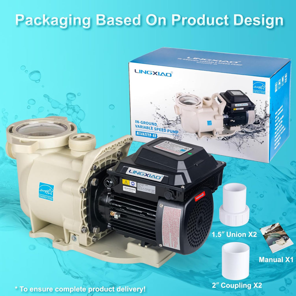 LINGXIAO Variable Speed Pool Pump Inground 2HP with Filter Basket U388472