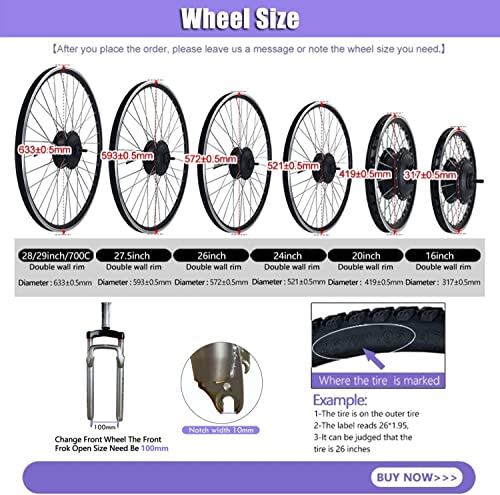 E-Bike Conversion Kit 48V 1000W Front Hub Motor with Display M261