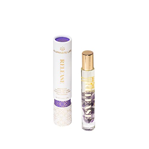 Essential Oil Rollerballs, 34 OZ, Sleep - Rose Quartz Crystal Infused - Scents of Rose, Lavender, and Vanilla - Aromatherapy Roll On Oils, Skin Care, Massage