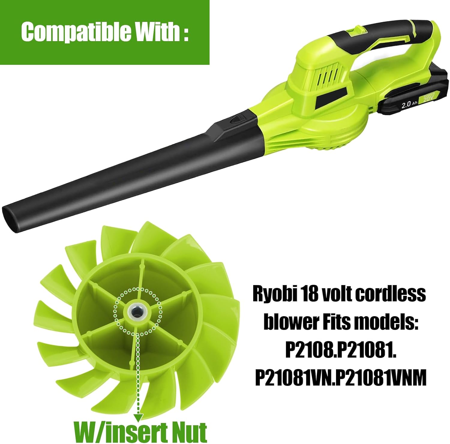 Ryobi 18V Cordless Leaf Blower Fan Blade Replacement 529437004 K926