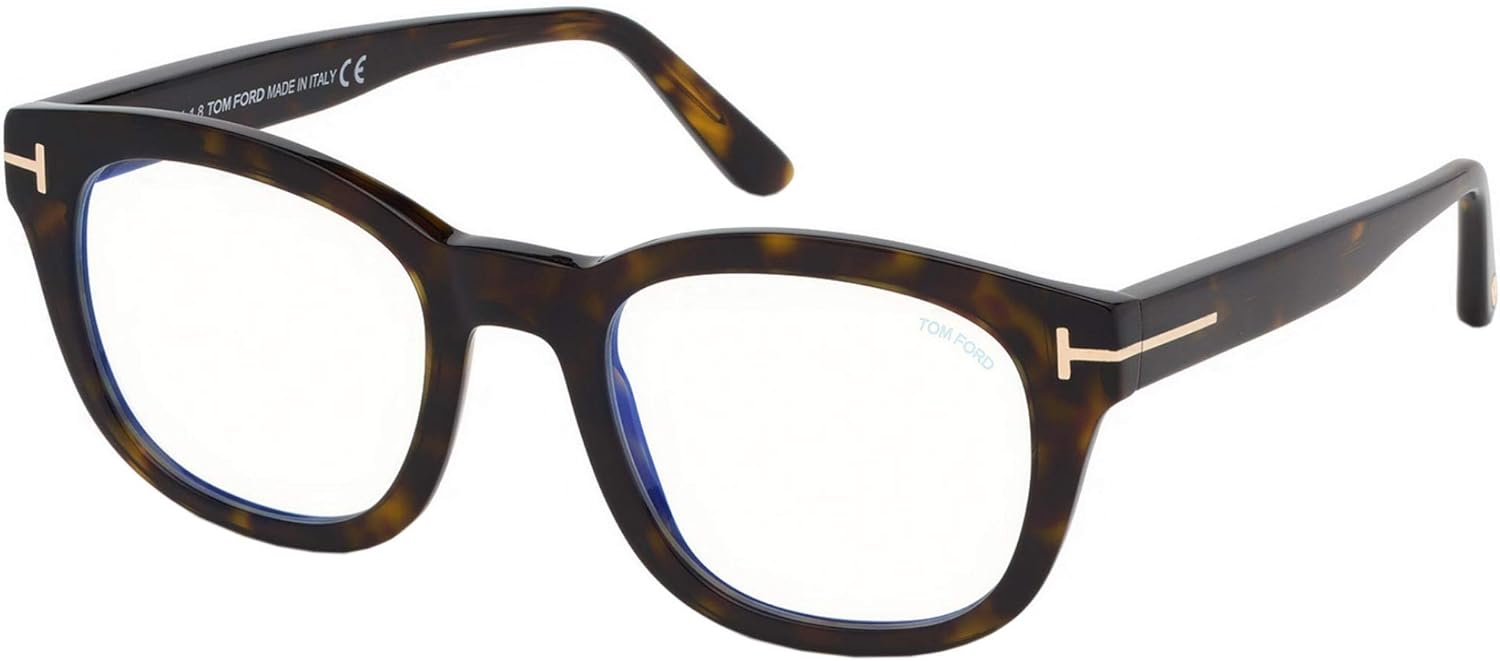 Eyeglasses Tom Ford FT 5542 -B 052 Shiny Dark Havana, Rose Gold't' Logo/Blue, Multicolour, 50/22/145,Men