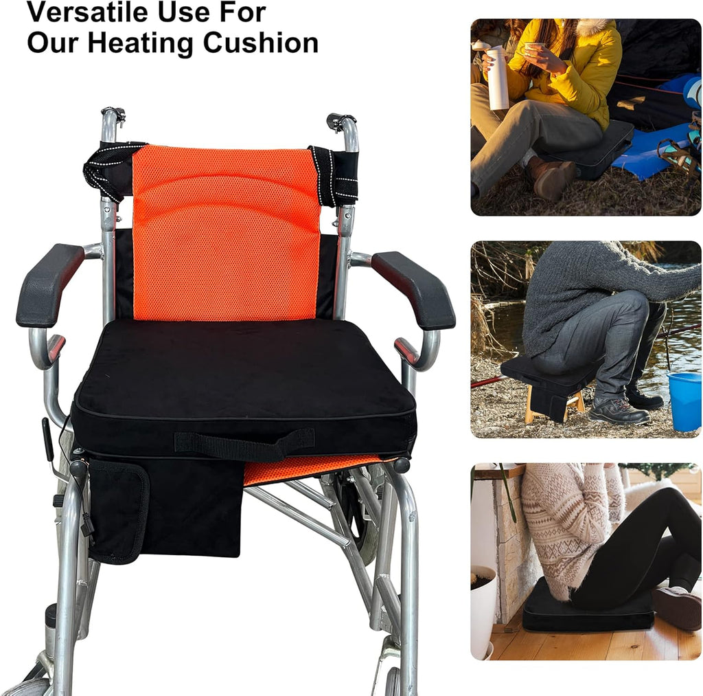 Portable Heated Seat Cushion with 3 Settings, Memory Foam for Camping, Office, Stadium N808