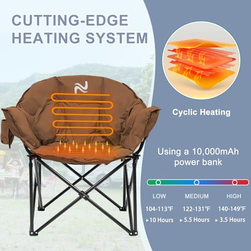 Slsy Heated Camping Chair Oversized, Portable Folding, Supports 500 lbs K363