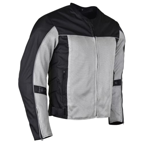 Vance Leather Mens Reflective Mesh & Textile Motorcycle Jacket w/CE Armor & Removable Liner