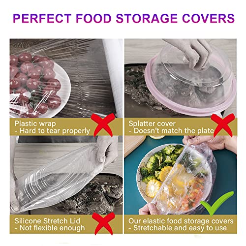 200PCS Reusable Elastic Plastic Bowl Covers for Food Storage E266726