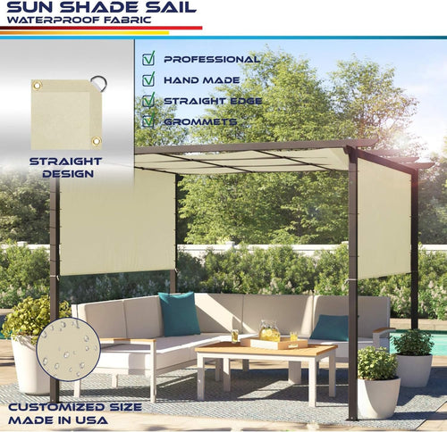12' x 16' Waterproof Sun Shade Sail Straight Edge Canopy Cover UV Block (Beige) U152