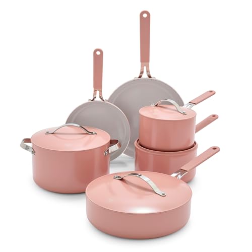 GreenLife Dream 10-Piece Ceramic Nonstick Cookware Set, Pots Frying & Sauce Pans, PFAS Free & PFOA Free, Dishwasher & Oven Safe, Stay-Cool Handles, Durable Aluminum Body, Versatile Cooking, Sage Green