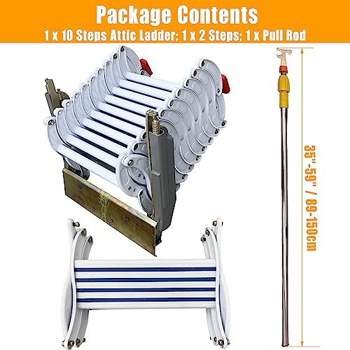 TECHTONGDA Folding Loft Ladder 9.8 ft Wall Mounted Telescopic Attic Stairs R697619