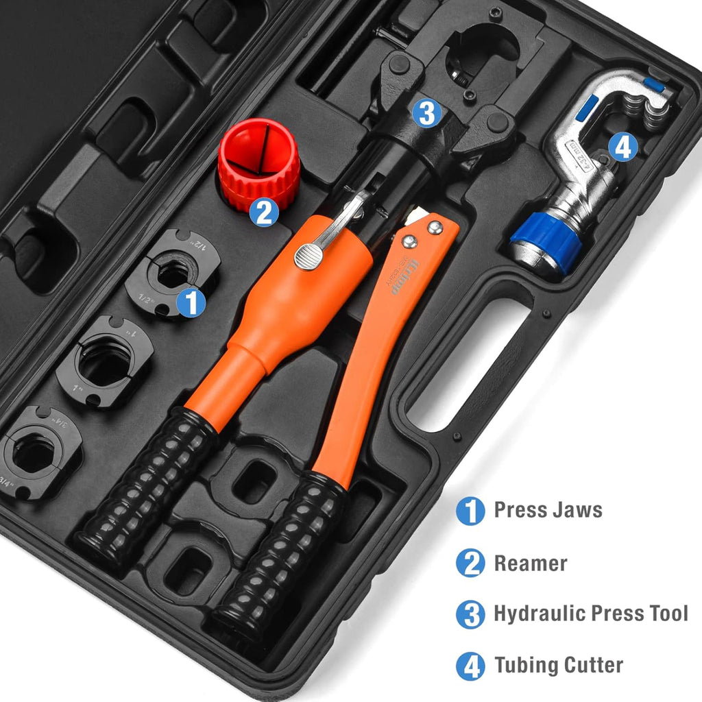 iCrimp Hydraulic Copper Tubing Press Tool Kit for 1/2-in, 3/4-in, 1-in Fittings Z41219