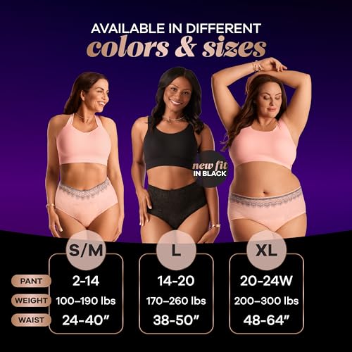 Always Discreet Boutique Incontinence Postpartum Underwear for Women, Maximum Protection, XL, Black, 16 Count C56750
