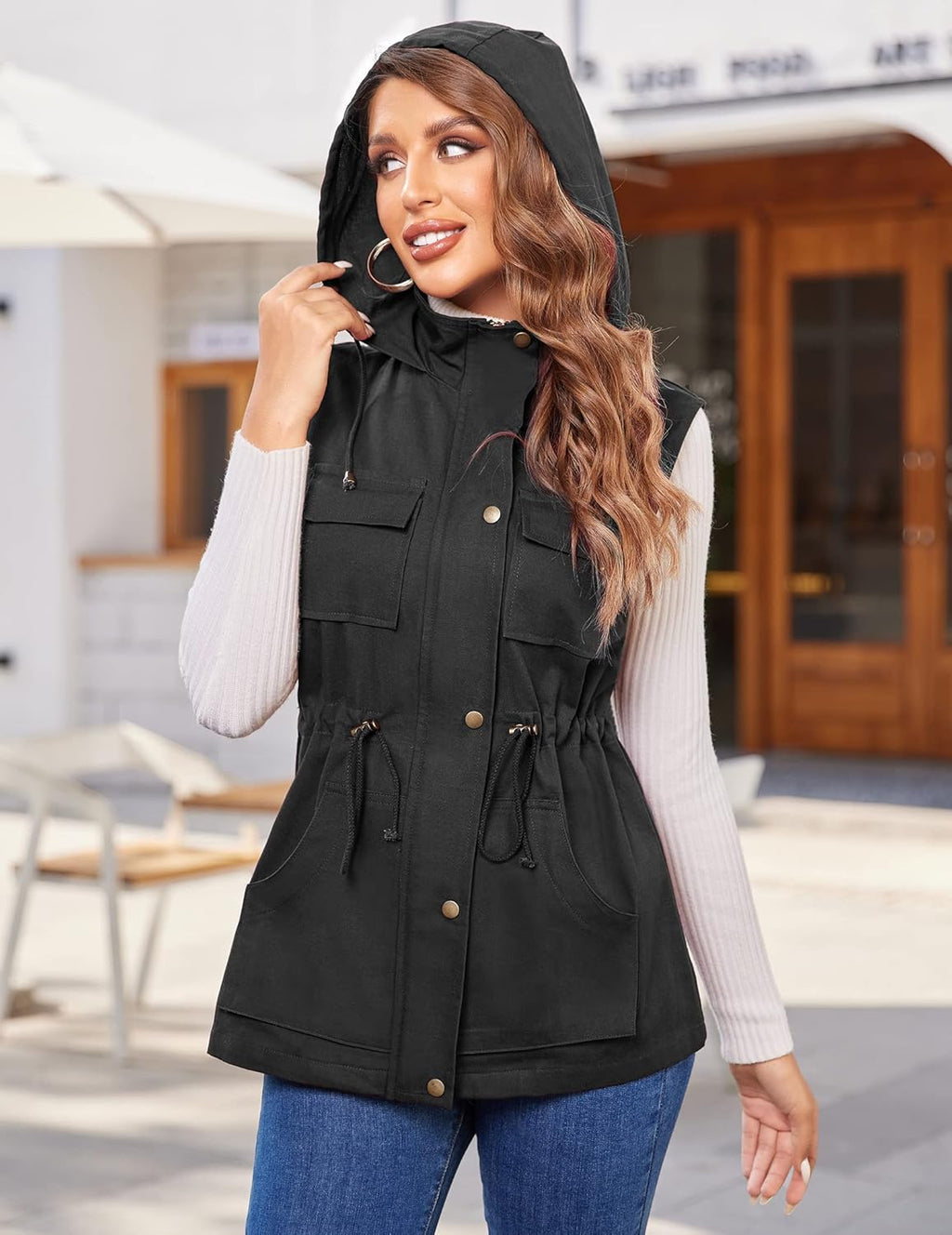 Beyove Women's Lightweight Sleeveless Military Anorak Vest L59019