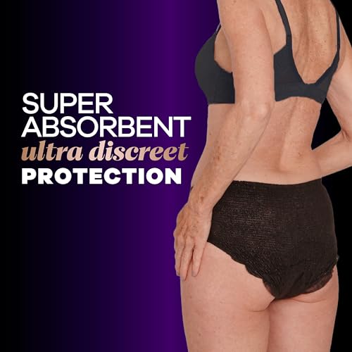 Always Discreet Boutique Incontinence Postpartum Underwear for Women, Maximum Protection, XL, Black, 16 Count C56750