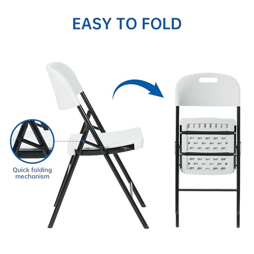 10 Pack White Folding Chairs, Steel, Commercial Grade C14962