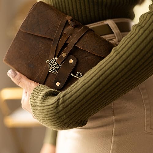 LEATHER VILLAGE Leather Bound Vintage Journal - 7"X5" Rustic Mocha Brown, 200 Pages Watercolor Paper T65113