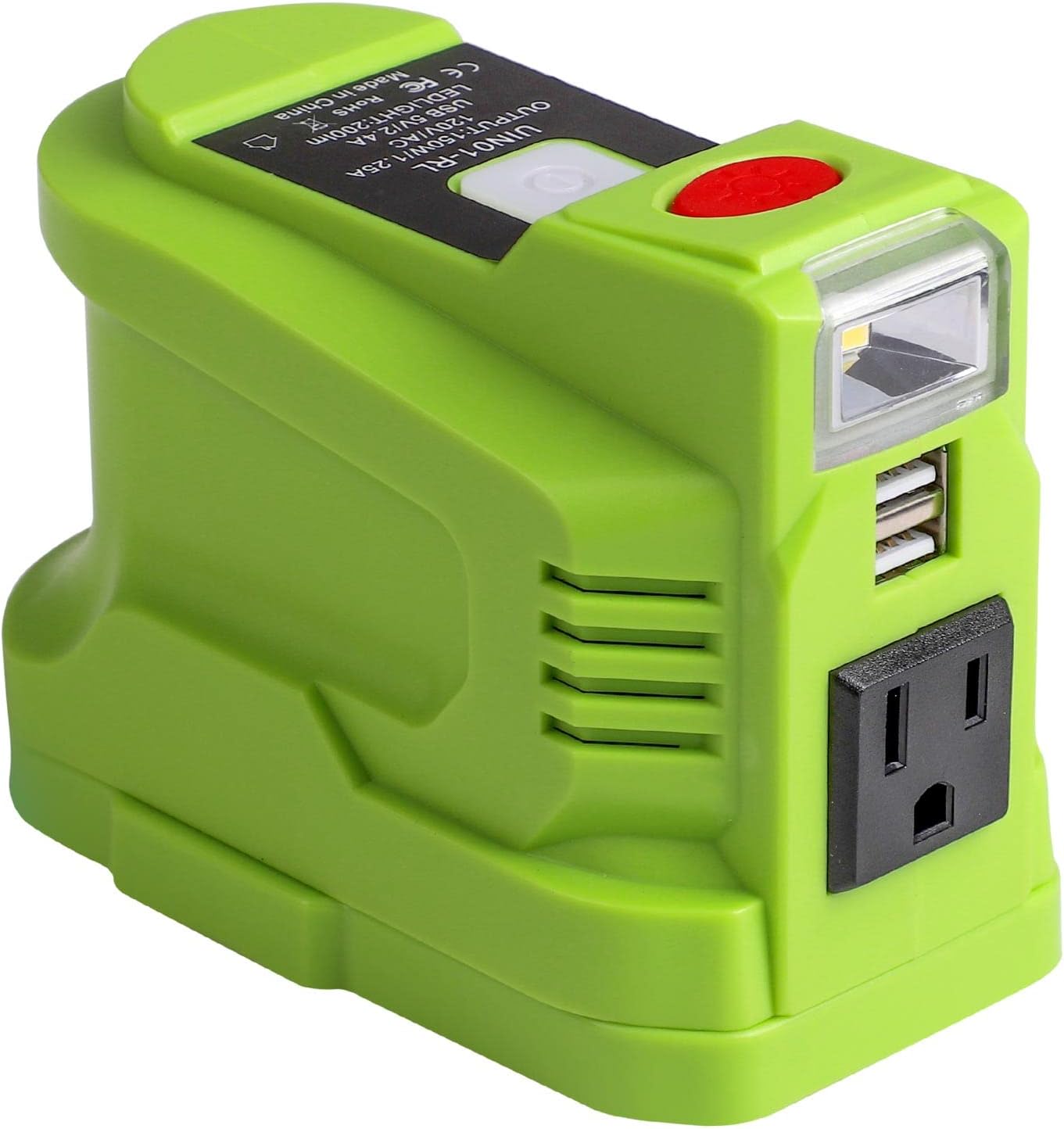 for Ryobi Powered Inverter Generator 150 Watt for Ryobi 18V Battery, to 110v/120v AC output, Portable Power Source USB Charger Adapter, for Ryobi Power Station with LED Light