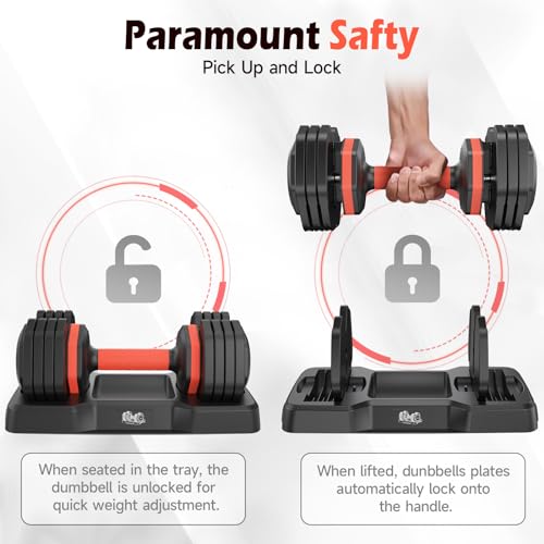 Adjustable Dumbbells Set 5-55LB, Anti-Slip Handle for Home Gym S70008