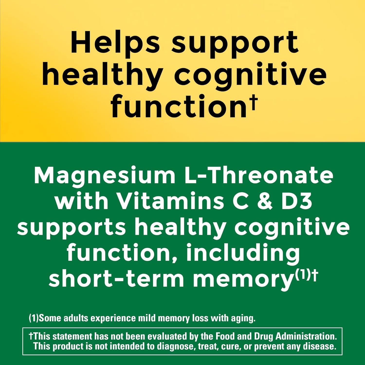 Nature Made Magnesium L-Threonate with Vitamin C & D3, Cognitive Support Supplement, 90 Capsules E521