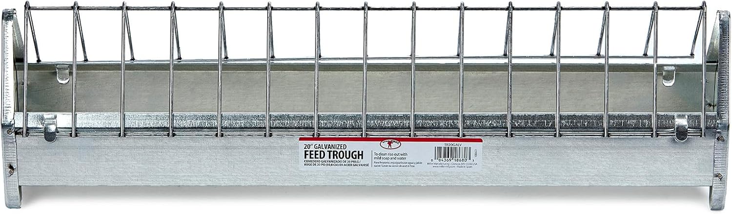 Little Giant Metal Poultry Trough Feeder with Grate, 20" D7072